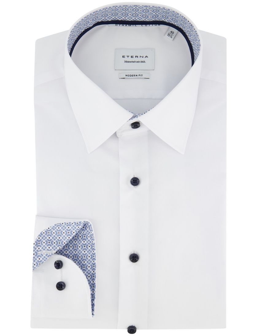 Wit strijkvrij Eterna overhemd katoen