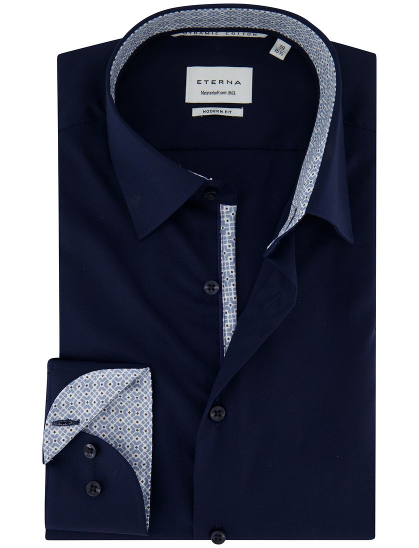 Navy Eterna overhemd Modern Fit