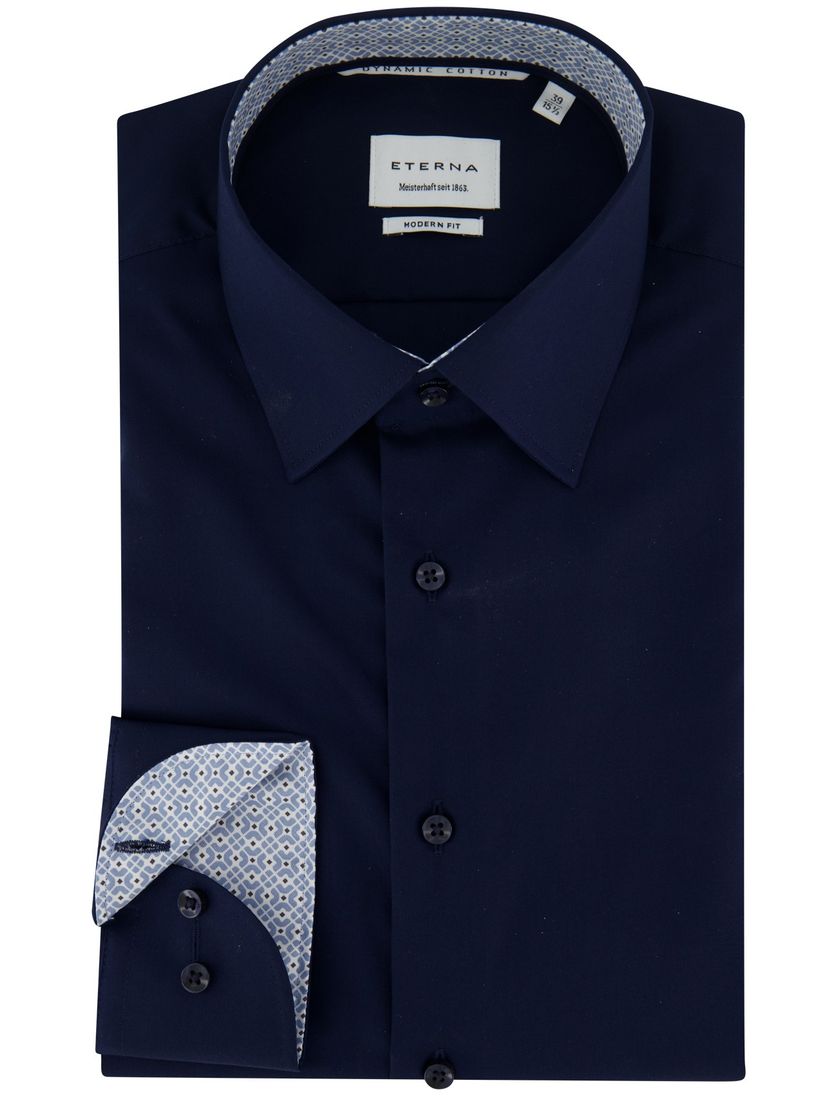 Navy Eterna overhemd Modern Fit