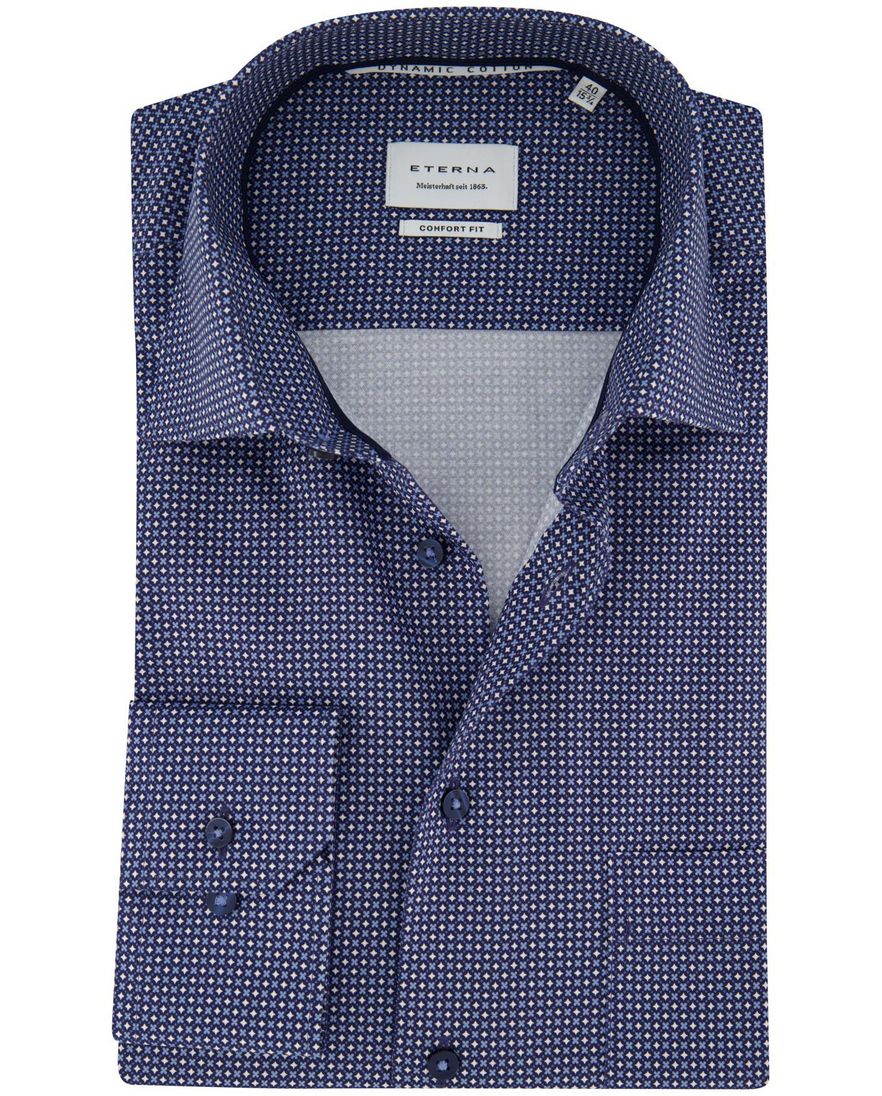 Overhemd Eterna Comfort Fit blauw katoen