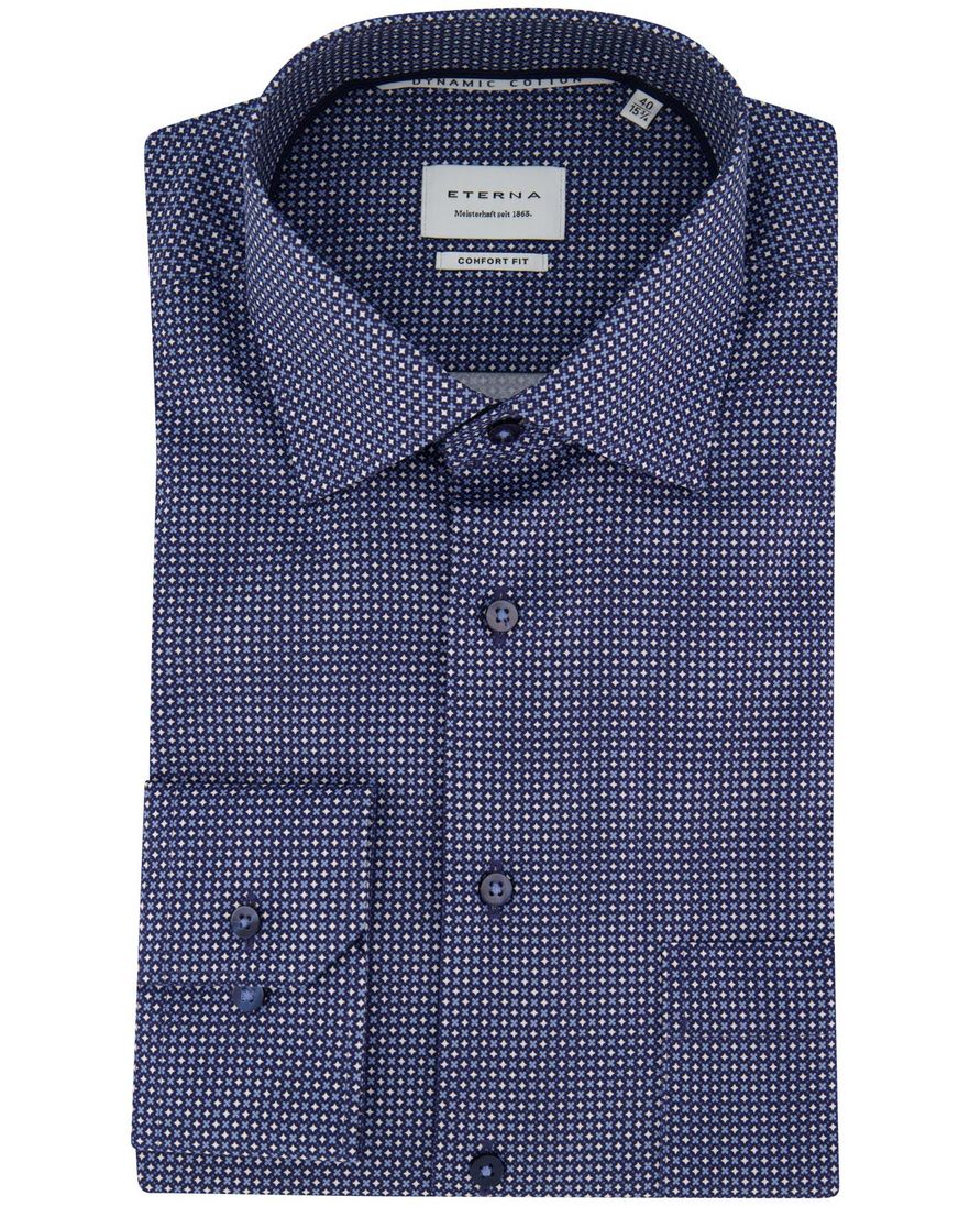 Overhemd Eterna Comfort Fit blauw katoen
