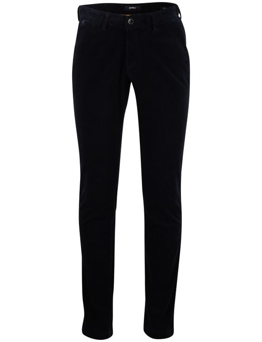 Gardeur slim fit rib pantalon donkerblauw katoen