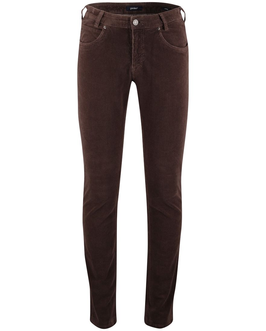 Corduroy Gardeur 5-pocket broek modern fit bruin