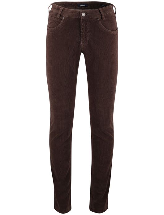 Gardeur modern fit corduroy 5-pocket broek bruin
