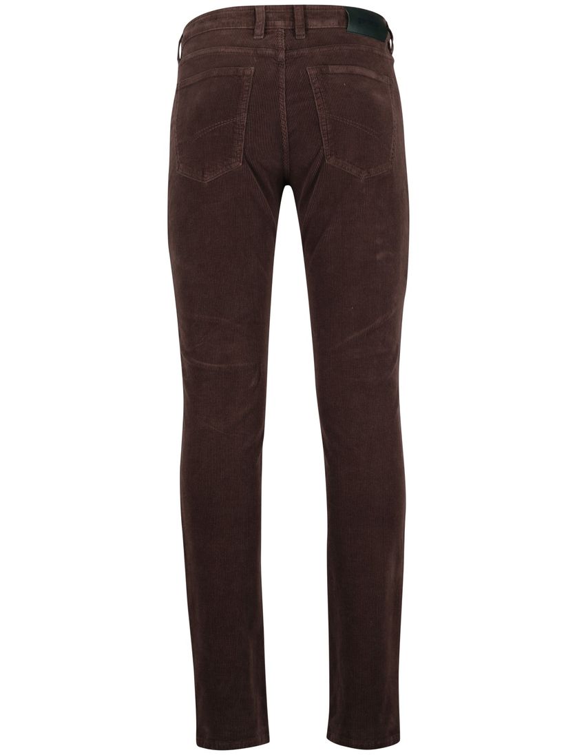Effen corduroy Gardeur 5-pocket broek bruin