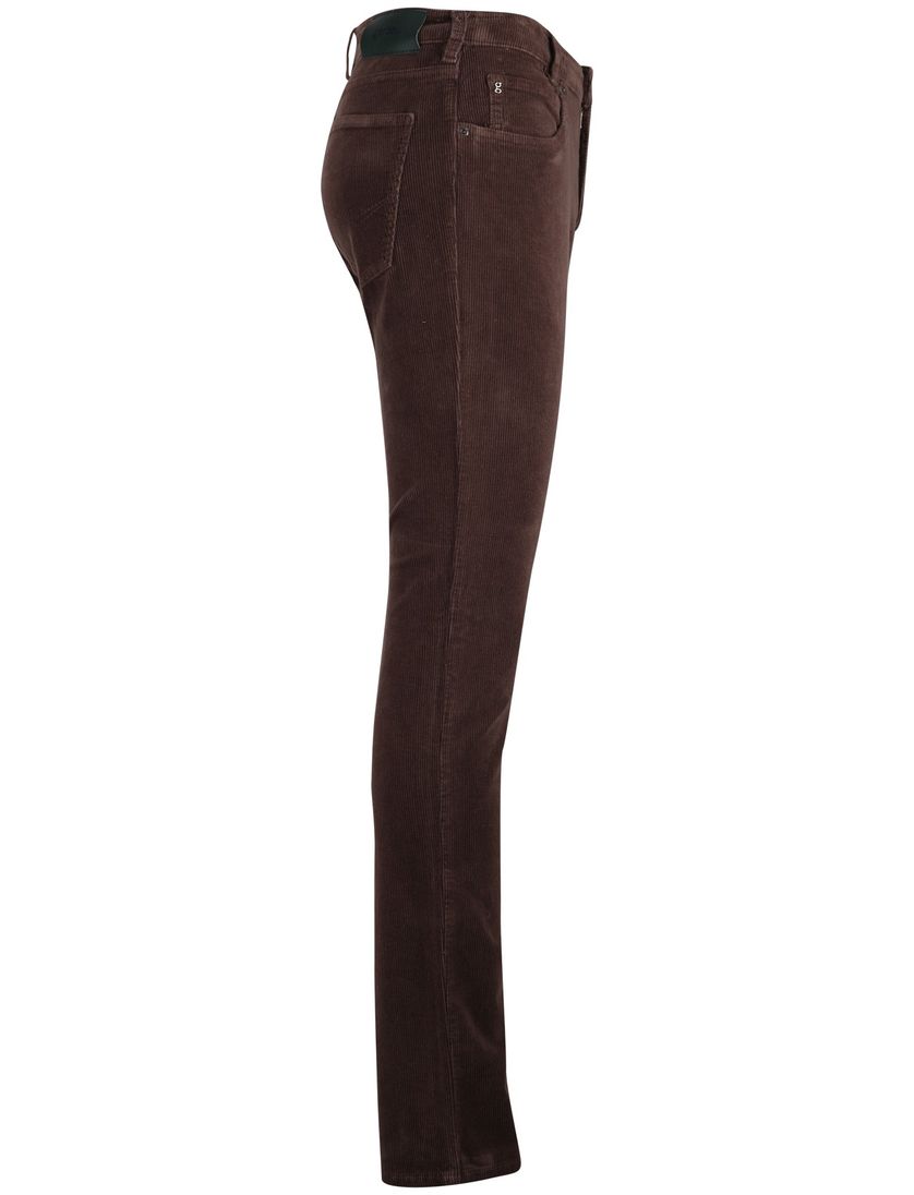 Effen corduroy Gardeur 5-pocket broek bruin