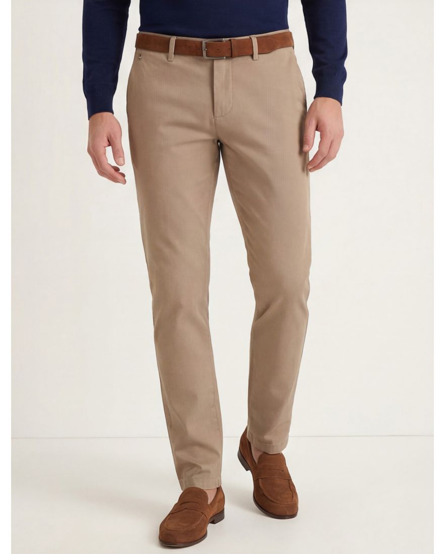 Slim fit Gardeur pantalon beige katoen
