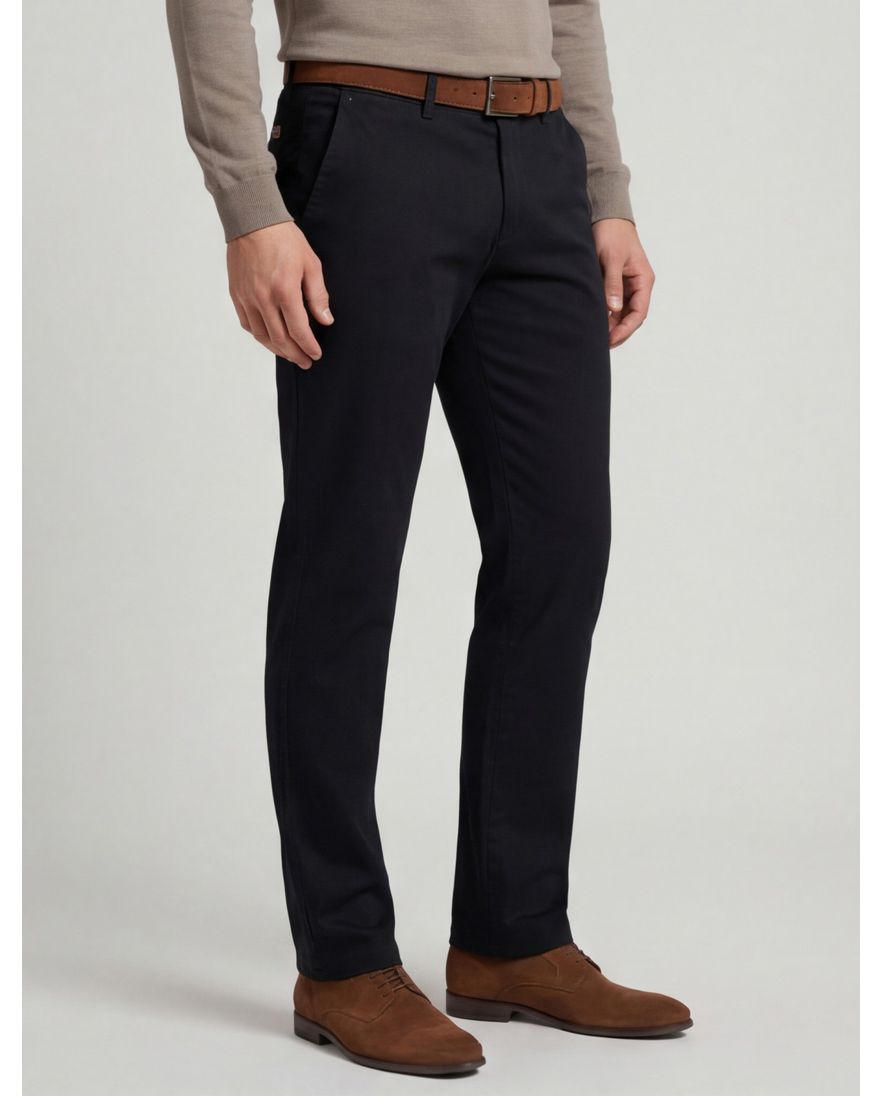 Katoenen Gardeur slim fit broek donkerblauw