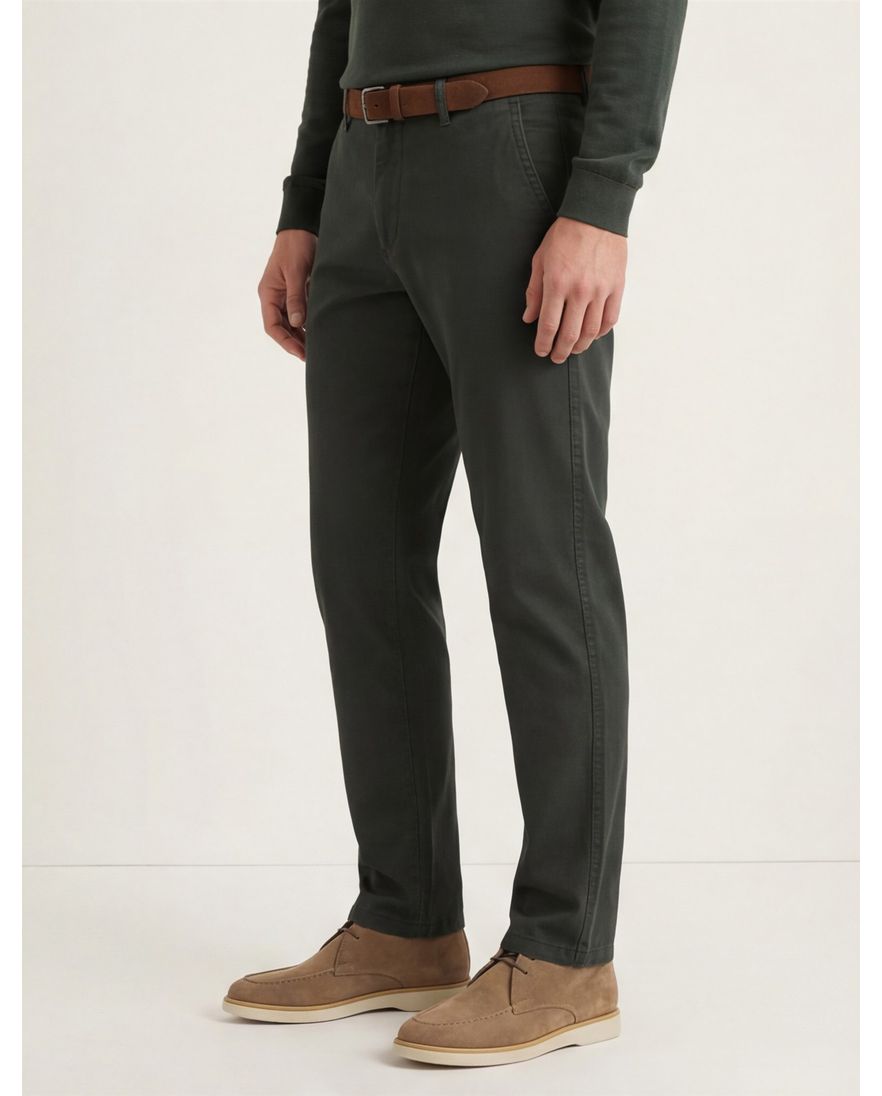 Effen chino M.E.N.S groen katoen