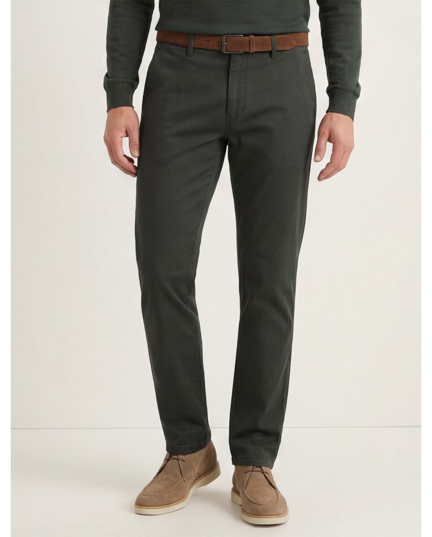 Effen chino M.E.N.S groen katoen
