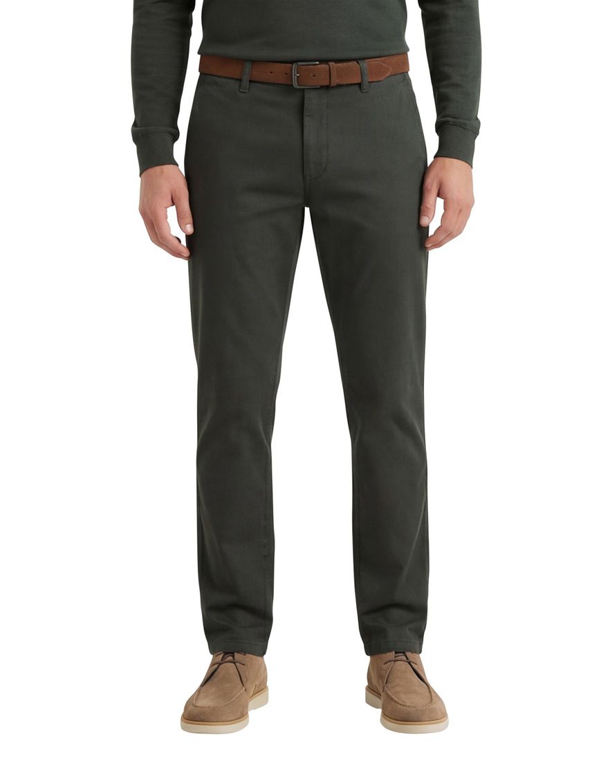 Effen chino M.E.N.S groen katoen