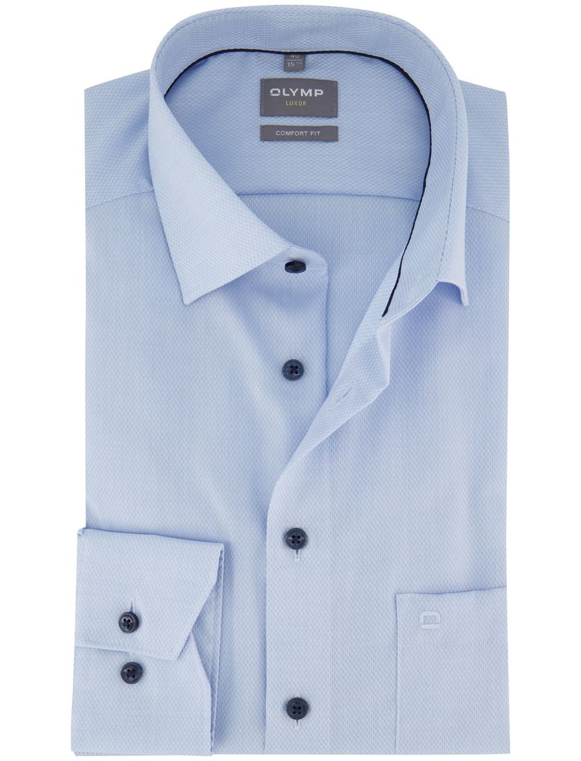 Olymp overhemd comfort fit lichtblauw geprint