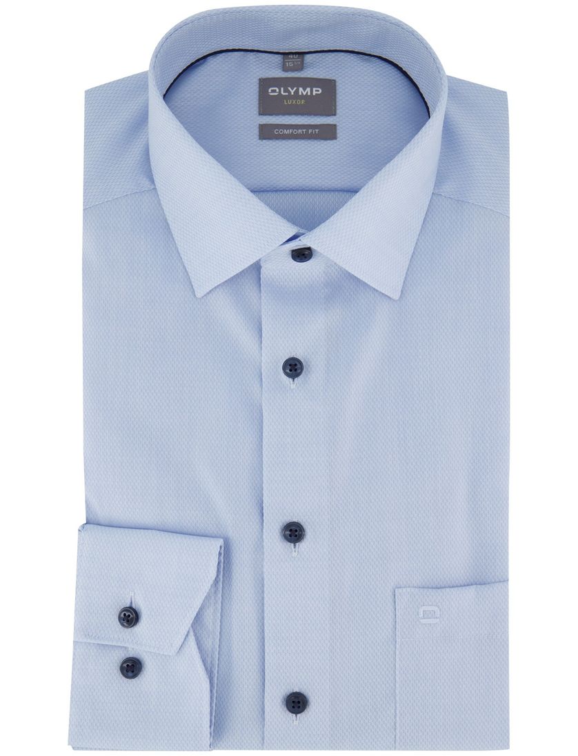 Olymp overhemd comfort fit lichtblauw geprint
