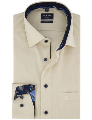 Olymp Overhemd Olymp Luxor Modern Fit beige effen katoen donkere knoop
