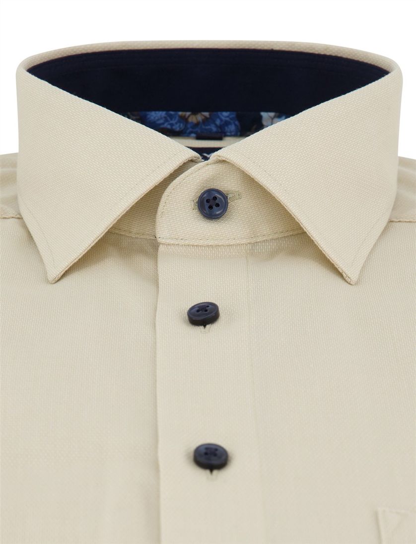 Overhemd Olymp Luxor Modern Fit beige effen katoen donkere knoop