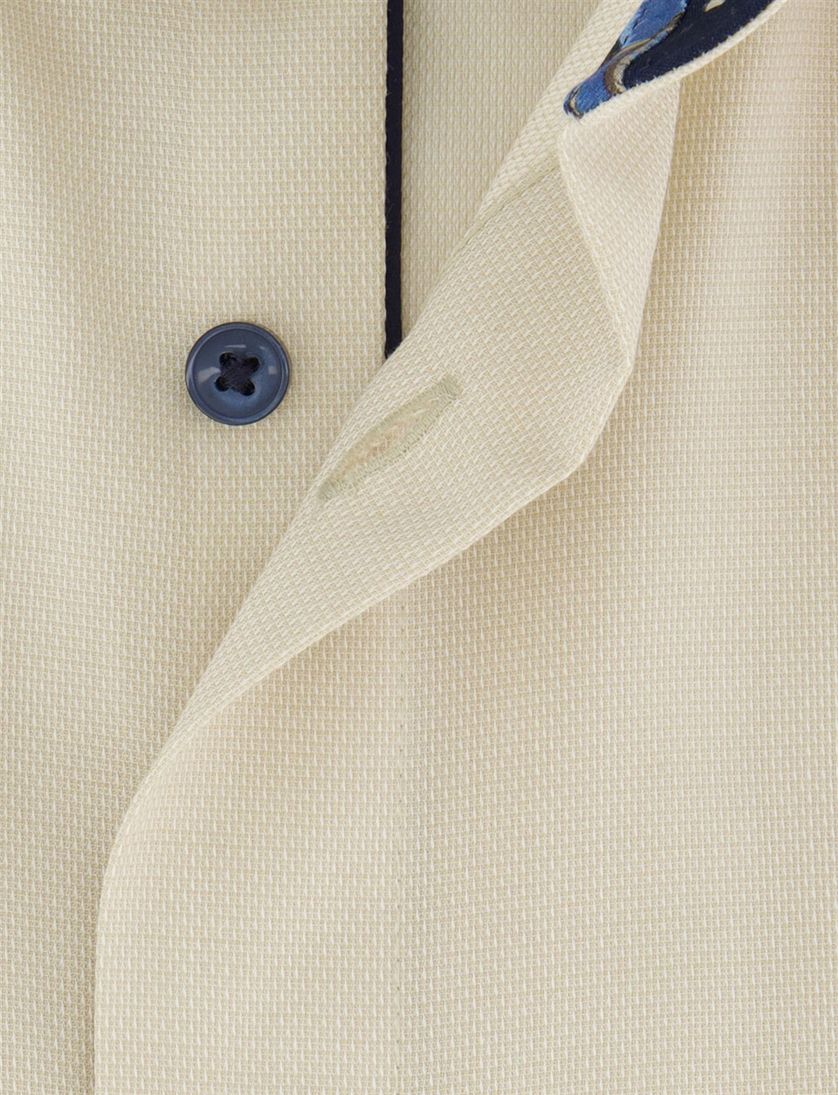 Overhemd Olymp Luxor Modern Fit beige effen katoen donkere knoop