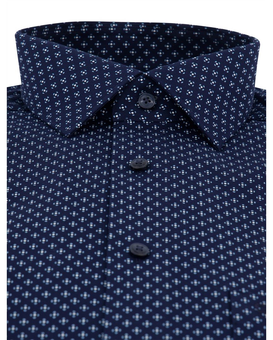 Olymp Luxor Modern Fit Overhemd donkerblauw katoen geprint