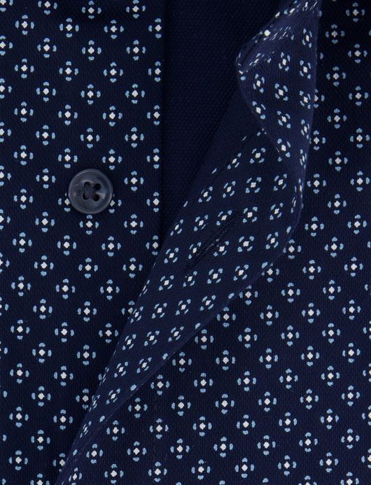 Olymp Luxor Modern Fit Overhemd donkerblauw geprint katoen