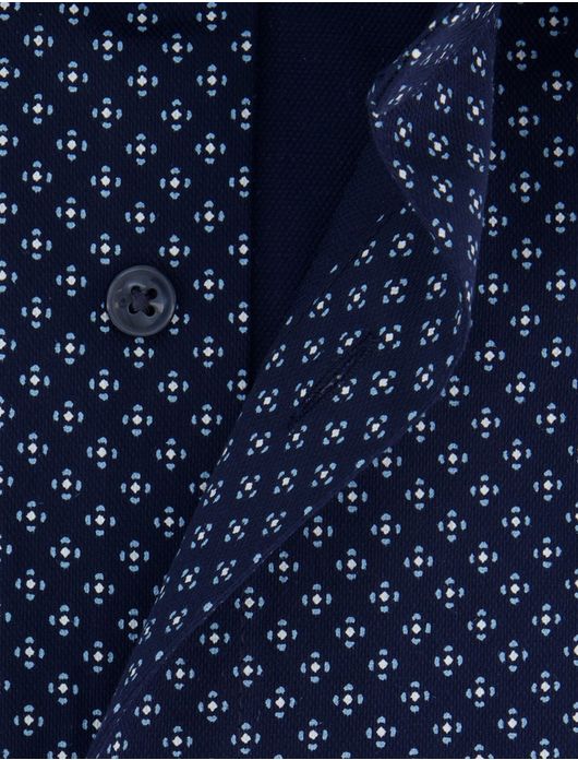 Olymp Luxor Modern Fit Overhemd donkerblauw geprint katoen