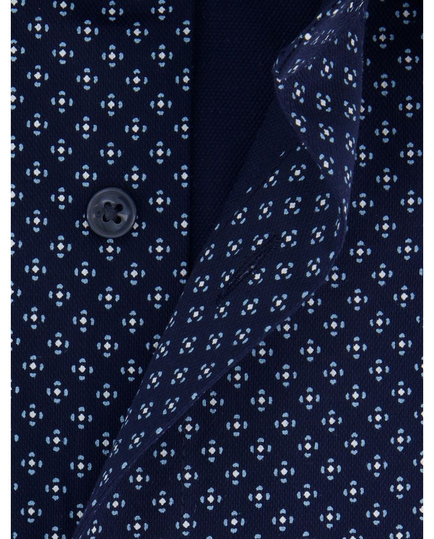Olymp Luxor Modern Fit Overhemd donkerblauw katoen geprint