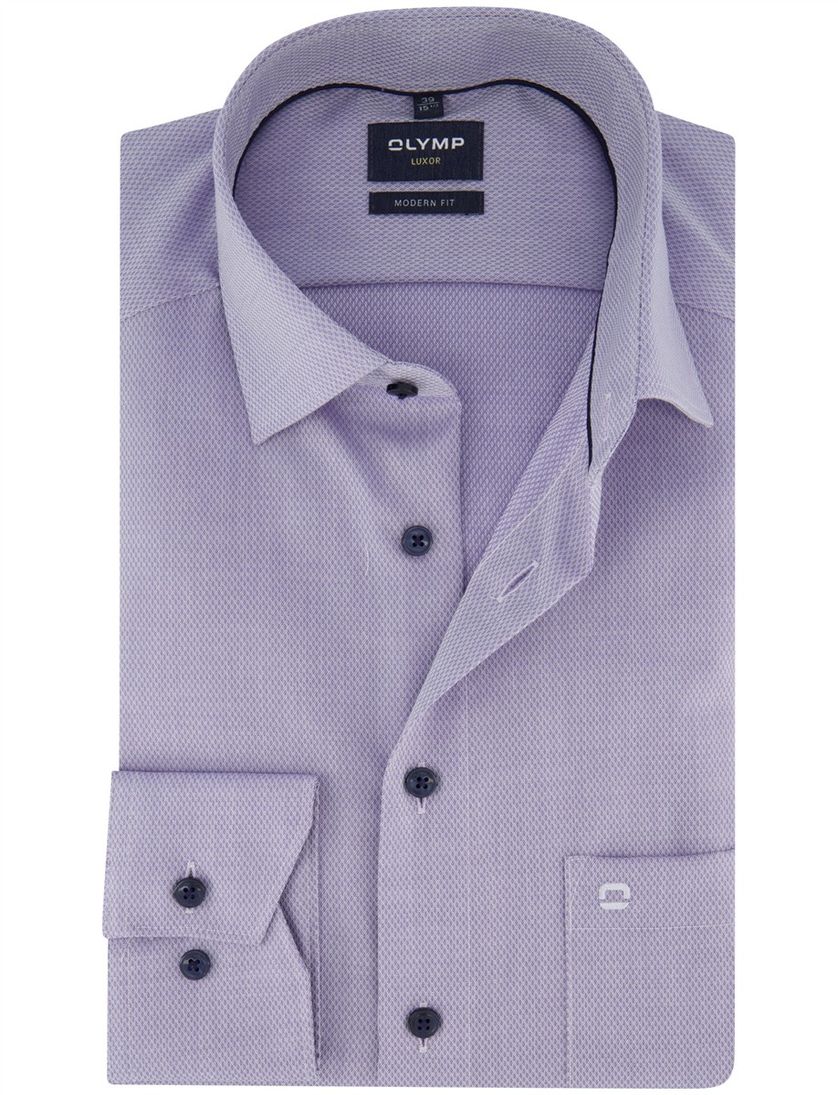 Overhemd Olymp Luxor Modern Fit paars effen katoen