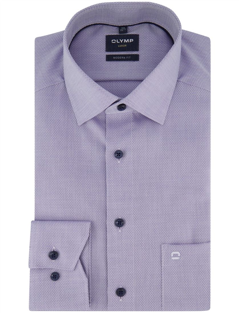 Overhemd Olymp Luxor Modern Fit paars effen katoen