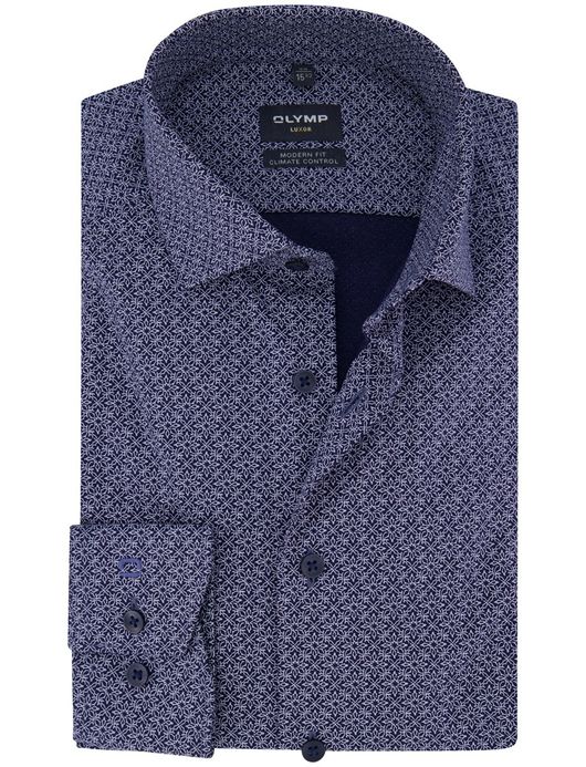 Olymp Luxor Modern fit Overhemd blauw katoen geprint