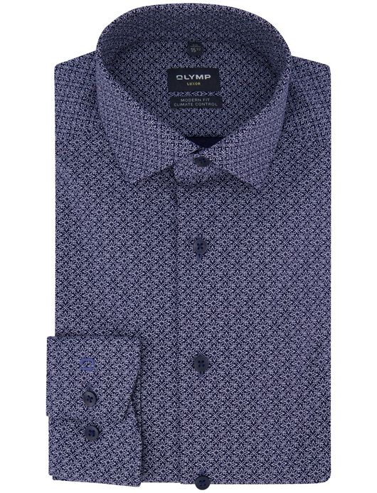 Olymp Luxor Modern fit Overhemd blauw geprint katoen