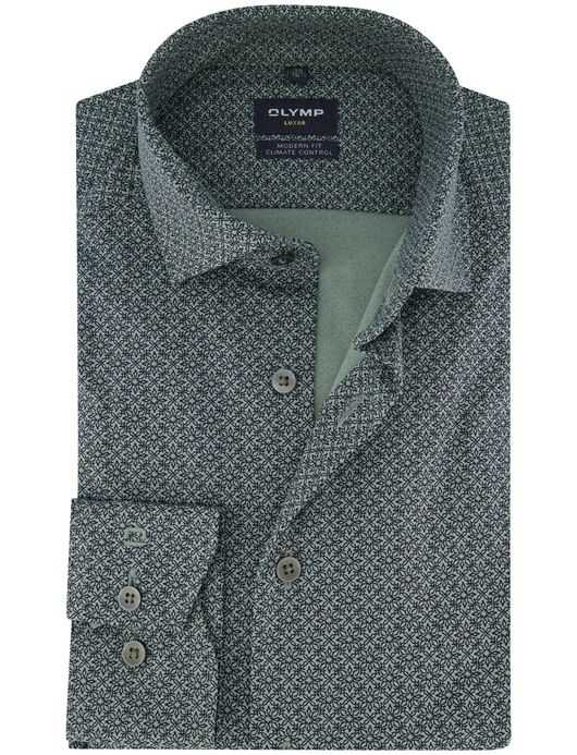 Olymp Luxor Modern fit Overhemd groen katoen geprint