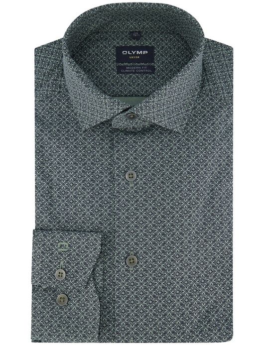 Olymp Luxor Modern fit Overhemd groen geprint katoen