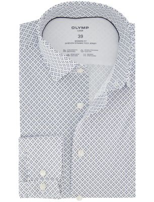 Olymp Olymp overhemd blauw geprint katoen normale fit