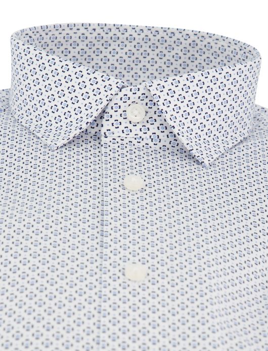 Olymp overhemd blauw geprint katoen normale fit