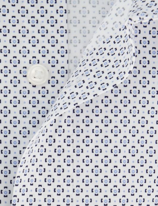 Olymp overhemd blauw geprint katoen normale fit