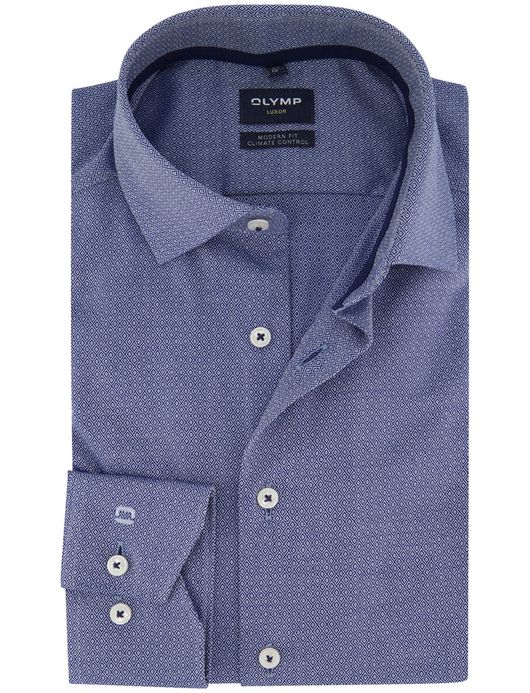 Olymp Luxor Modern fit Overhemd blauw katoen geprint