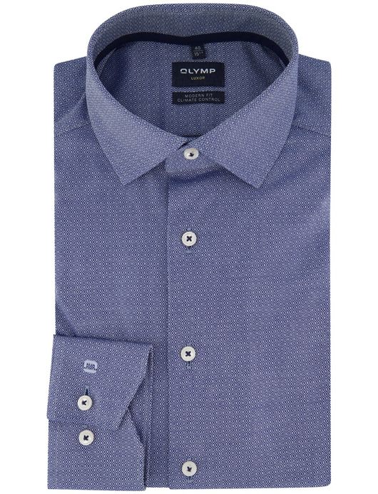 Olymp Luxor Modern fit Overhemd blauw geprint katoen