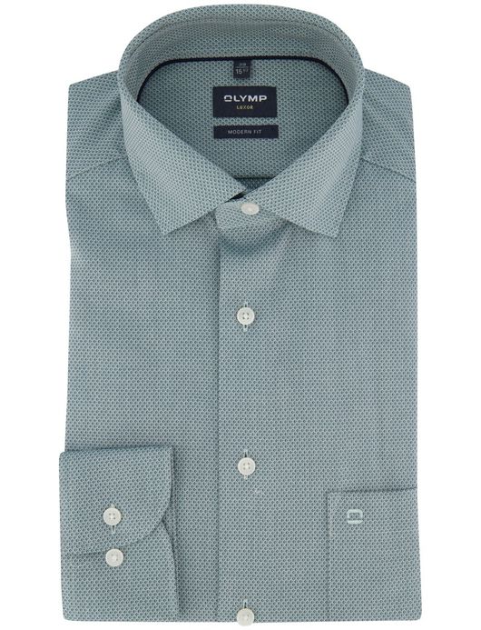 Olymp Luxor Modern Fit Overhemd groen geprint katoen