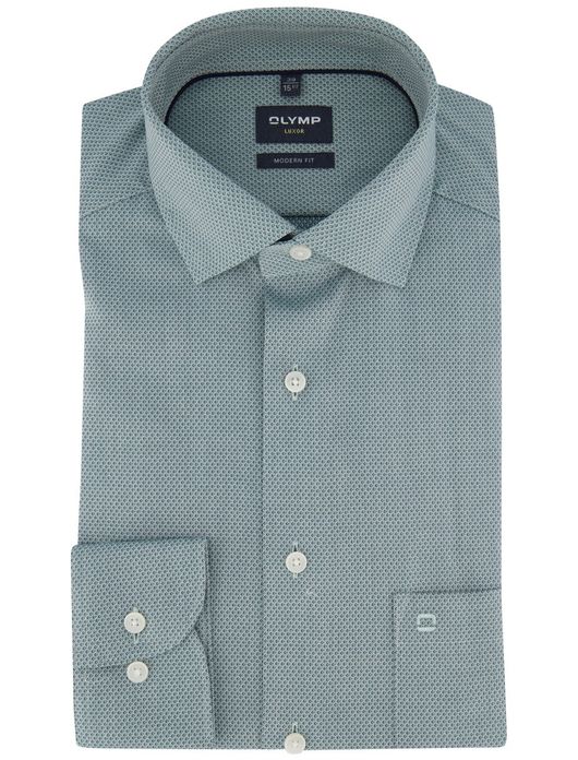 Olymp Luxor Modern Fit Overhemd groen geprint katoen