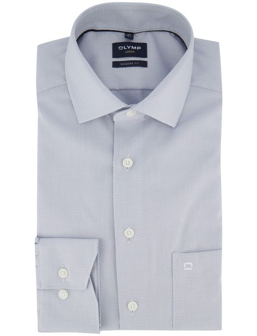Olymp Luxor Modern Fit Overhemd grijs katoen witte knoop