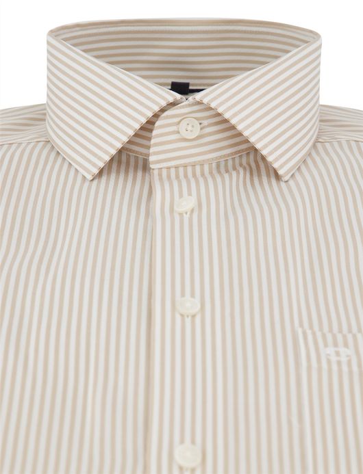 Olymp Luxor Modern Fit Overhemd bruin wit katoen gestreept