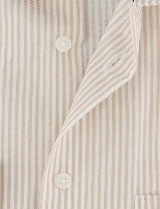 Olymp Luxor Modern Fit Overhemd bruin wit katoen gestreept