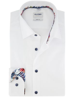 Olymp Overhemd Olymp Level Five Body fit wit katoen donkere knoop