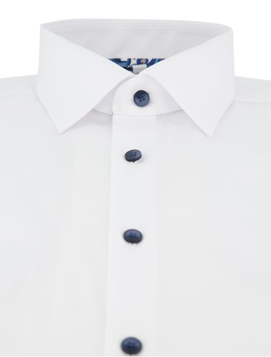 Olymp Level Five Body fit Overhemd wit katoen donkere knoop