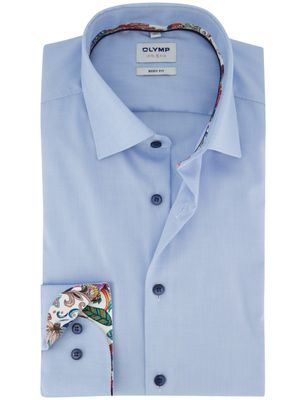 Olymp Olymp Level Five Body fit Overhemd lichtblauwdonkere knoop katoen