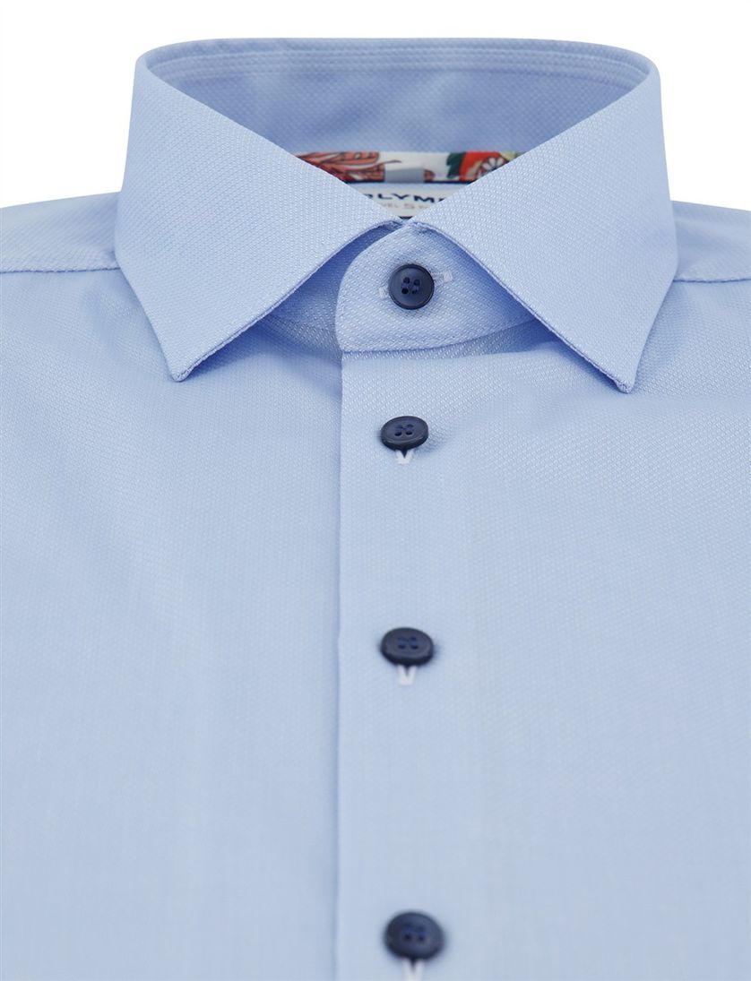 Overhemd Olymp Level Five Body fit lichtblauw katoen donkere knoop
