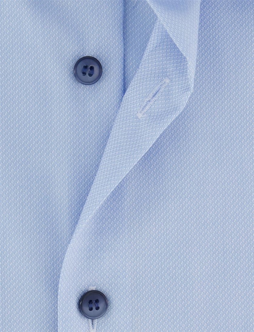 Overhemd Olymp Level Five Body fit lichtblauw katoen donkere knoop