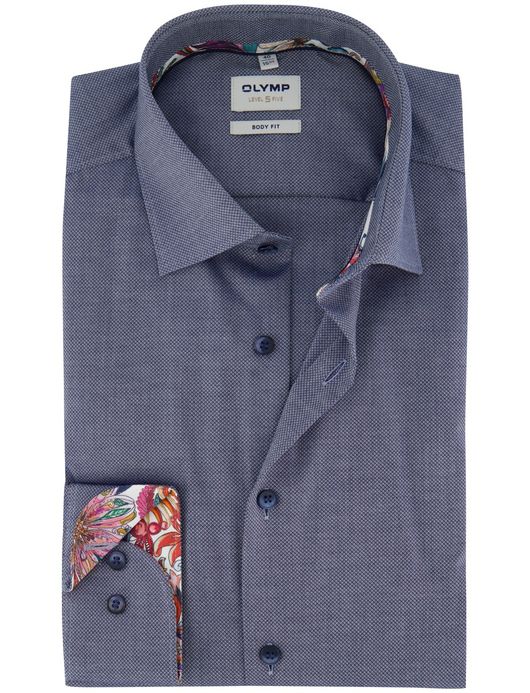 Olymp Level Five Body fit Overhemd donkerblauw katoen