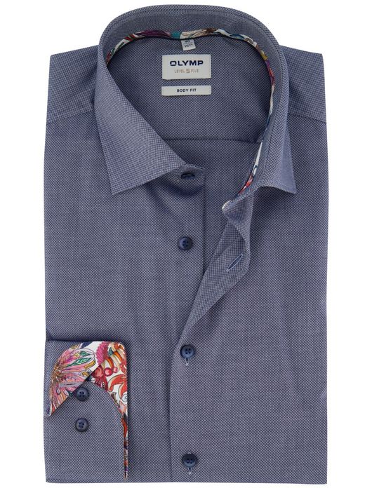 Olymp Level Five Body fit Overhemd donkerblauw katoen