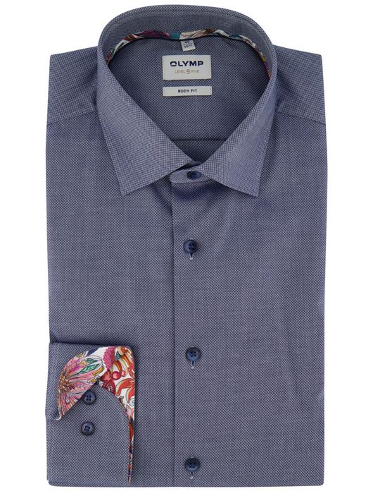Olymp Level Five Body fit Overhemd donkerblauw katoen