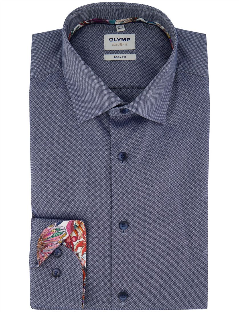 Overhemd Olymp Level Five Body fit donkerblauw katoen