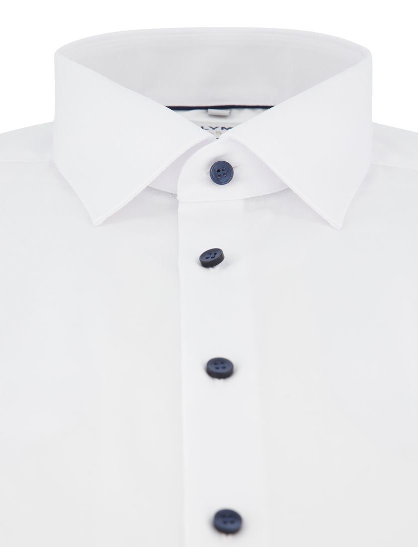 Overhemd Olymp Level Five Body fit wit katoen donkere knoop